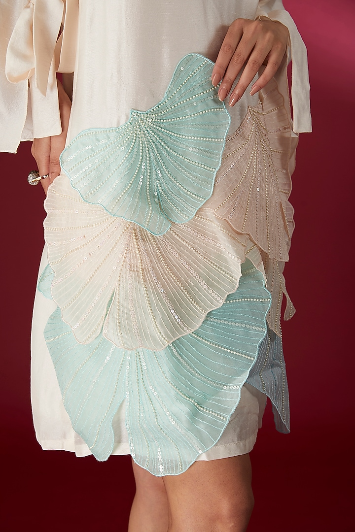 Ice Pink Organza & Silk 3D Applique Shift Summer Dress by Richa Khemka at Pernia's Pop Up Shop