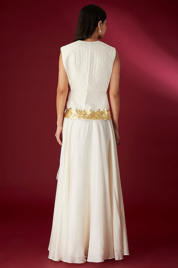 Beige Silk & Organza Printed Wedding Lehenga Set by Richa Khemka at Pernia's Pop Up Shop