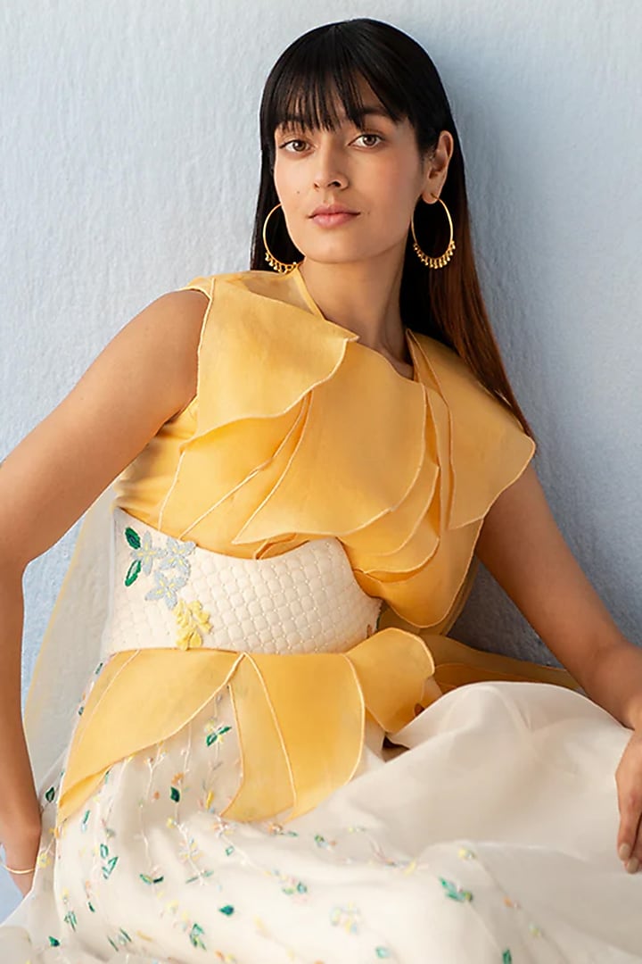 Orange Organza Skirt Set by RICHA KHEMKA at Pernia's Pop Up Shop