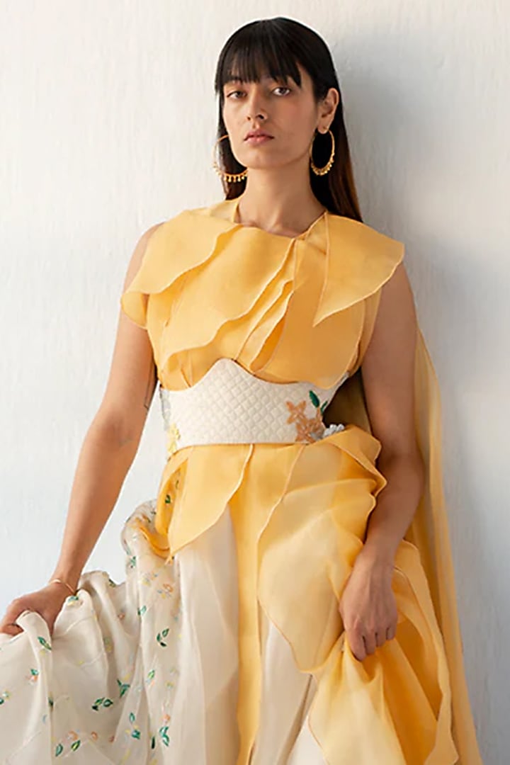 Orange Organza Skirt Set by RICHA KHEMKA at Pernia's Pop Up Shop