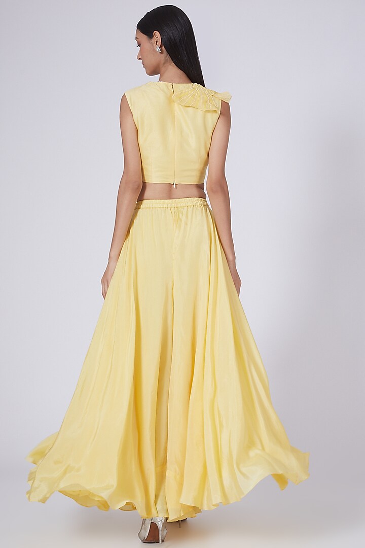 Yellow Flared Pant Set by Richa Khemka at Pernia's Pop Up Shop