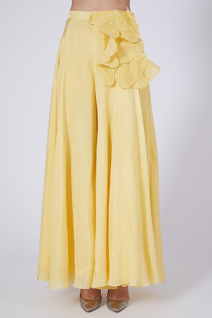 Yellow Flared Pant Set by Richa Khemka at Pernia's Pop Up Shop