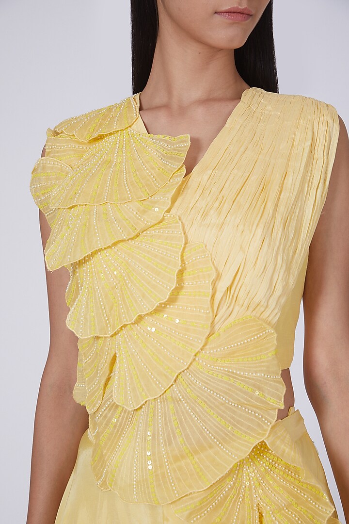Yellow Flared Pant Set by Richa Khemka at Pernia's Pop Up Shop