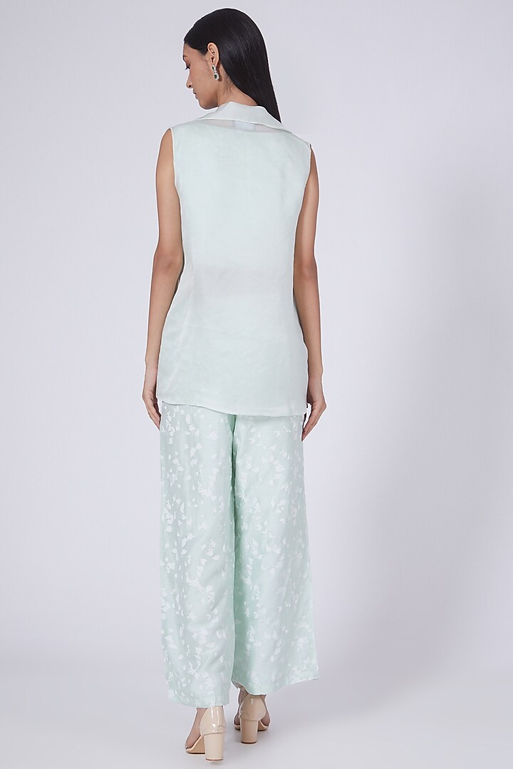 Mint Green Embroidered Blazer Set by Richa Khemka at Pernia's Pop Up Shop