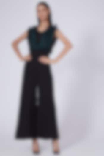 Black Flared Jumpsuit With Inner by Richa Khemka at Pernia's Pop Up Shop