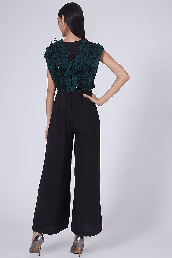Black Flared Jumpsuit With Inner by Richa Khemka at Pernia's Pop Up Shop