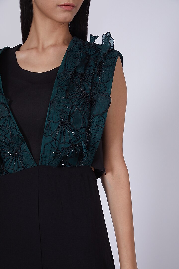 Black Flared Jumpsuit With Inner by Richa Khemka at Pernia's Pop Up Shop
