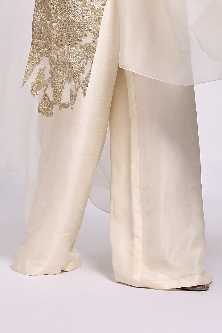 Beige Silk Strappy Jumpsuit With Jacket by Richa Khemka at Pernia's Pop Up Shop