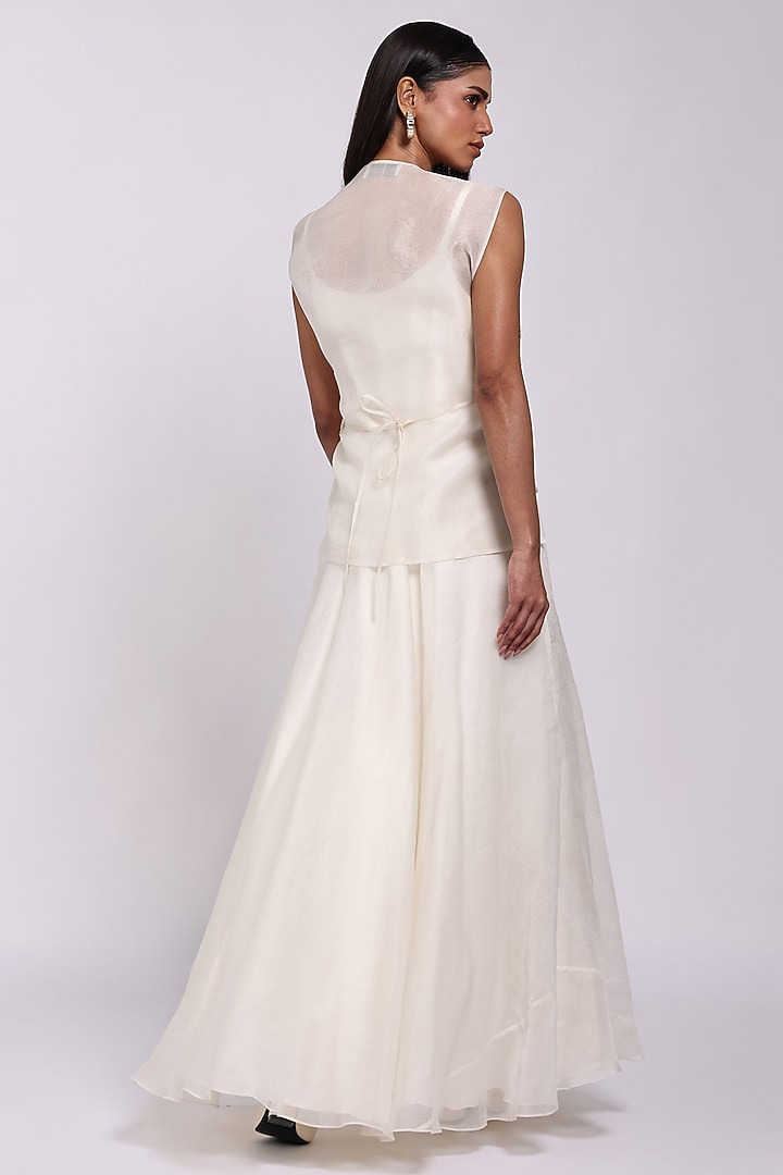 Ivory Organza Engagement Gown With Jacket by Richa Khemka at Pernia's Pop Up Shop