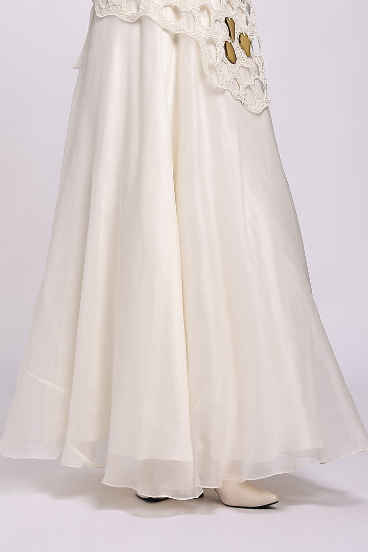 Ivory Organza Engagement Gown With Jacket by Richa Khemka at Pernia's Pop Up Shop