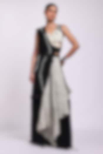 Black Silk & Organza Co-Ord Set by Richa Khemka at Pernia's Pop Up Shop