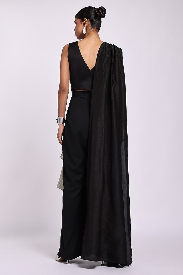 Black Silk & Organza Co-Ord Set by Richa Khemka at Pernia's Pop Up Shop