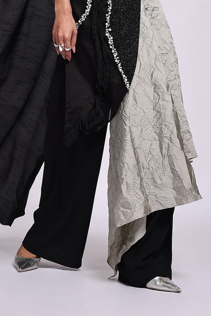 Black Silk & Organza Co-Ord Set by Richa Khemka at Pernia's Pop Up Shop