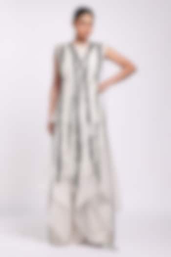 Brown & Grey Shaded Modal Satin Jumpsuit by Richa Khemka at Pernia's Pop Up Shop