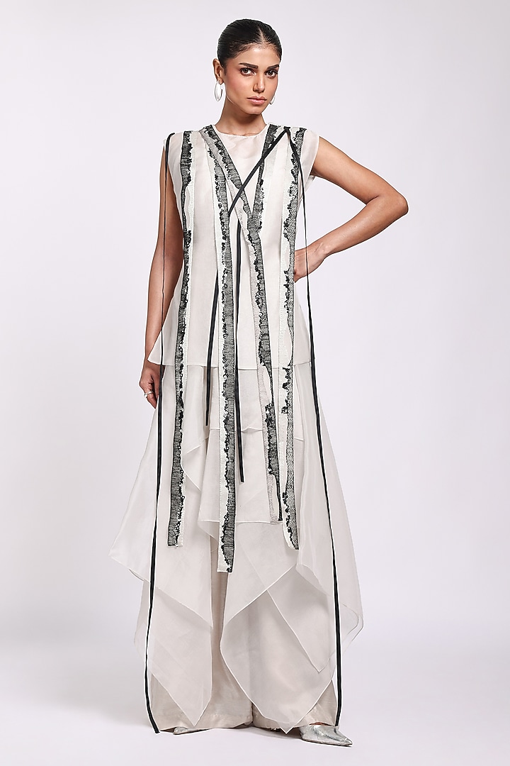 Brown & Grey Shaded Modal Satin Jumpsuit by Richa Khemka at Pernia's Pop Up Shop