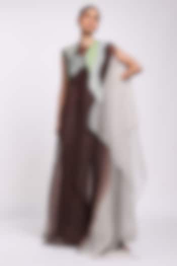 Brown & Grey Shaded Modal Satin Jumpsuit by Richa Khemka at Pernia's Pop Up Shop