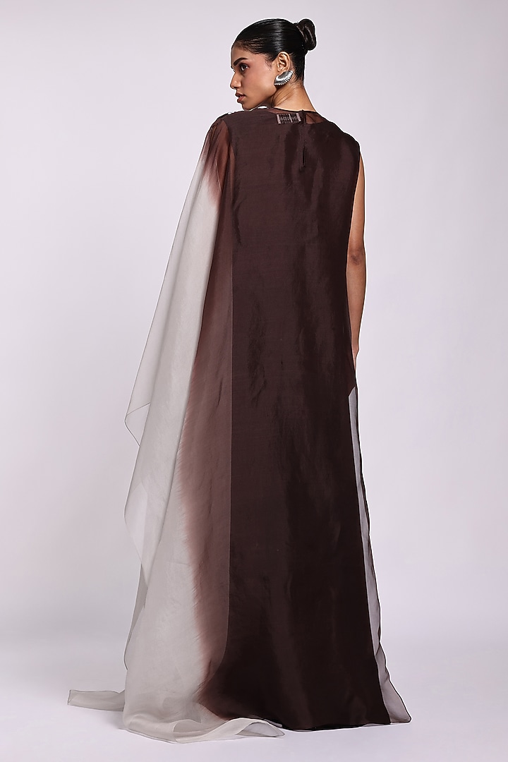 Brown & Grey Shaded Modal Satin Jumpsuit by Richa Khemka at Pernia's Pop Up Shop