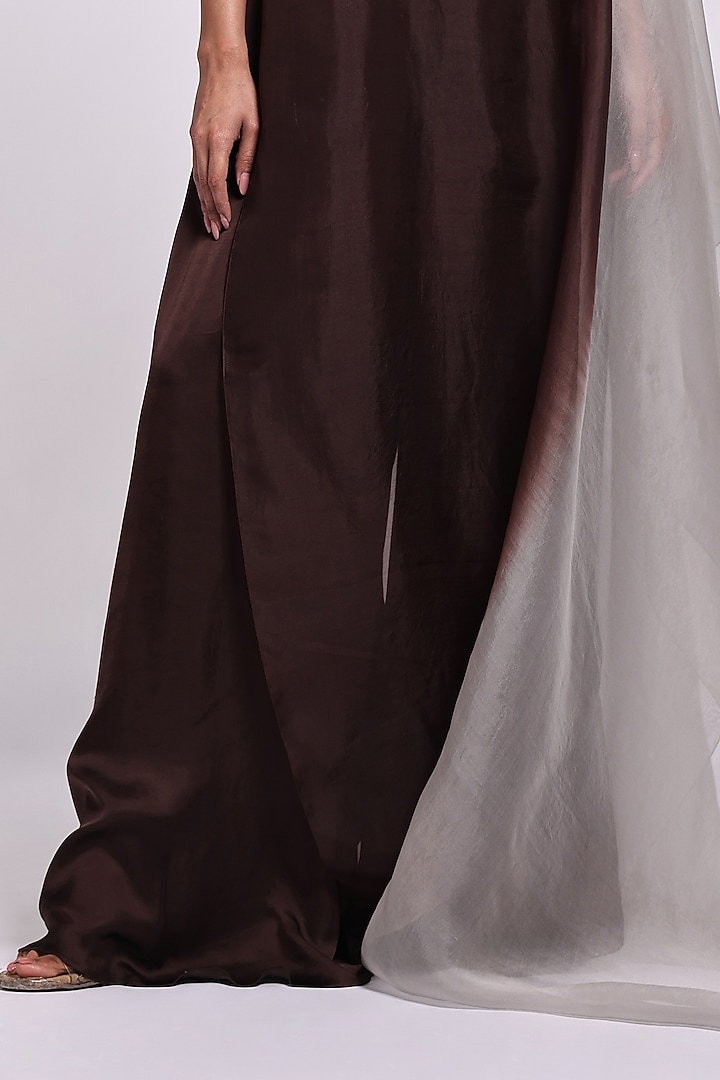 Brown & Grey Shaded Modal Satin Jumpsuit by Richa Khemka at Pernia's Pop Up Shop