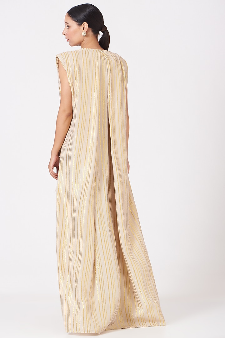 Beige Sequins Embroidered Maxi Vacation Dress by Richa Khemka at Pernia's Pop Up Shop