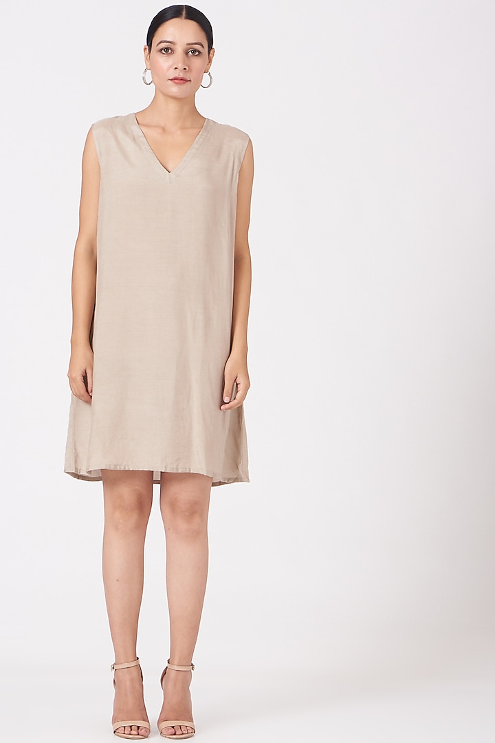Beige Sequins Embroidered Maxi Vacation Dress by Richa Khemka at Pernia's Pop Up Shop