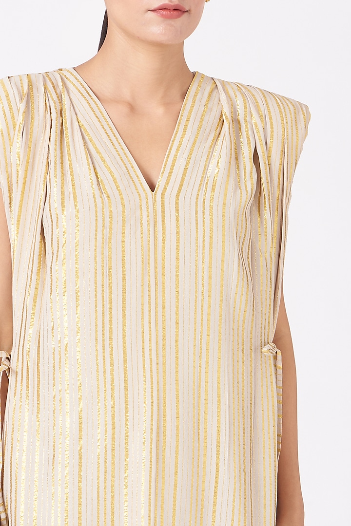Beige Sequins Embroidered Maxi Vacation Dress by Richa Khemka at Pernia's Pop Up Shop
