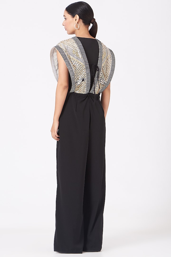 Black Embroidered Jumpsuit by Richa Khemka at Pernia's Pop Up Shop