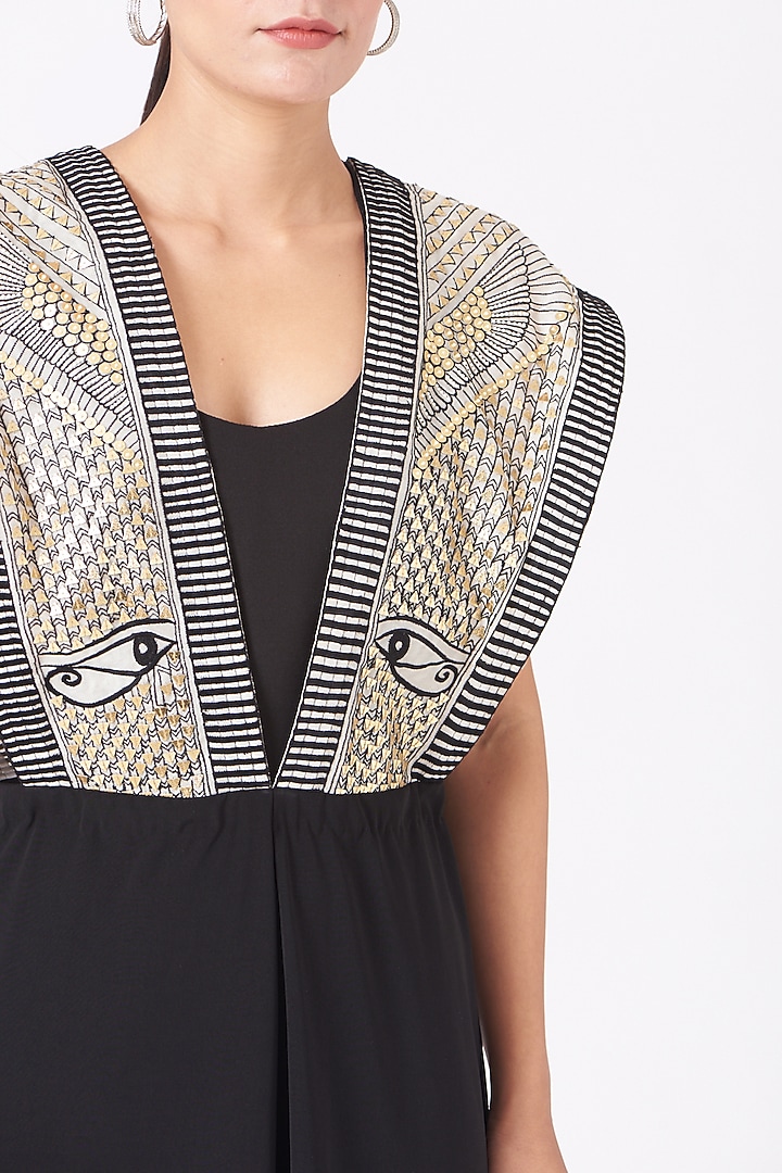 Black Embroidered Jumpsuit by Richa Khemka at Pernia's Pop Up Shop