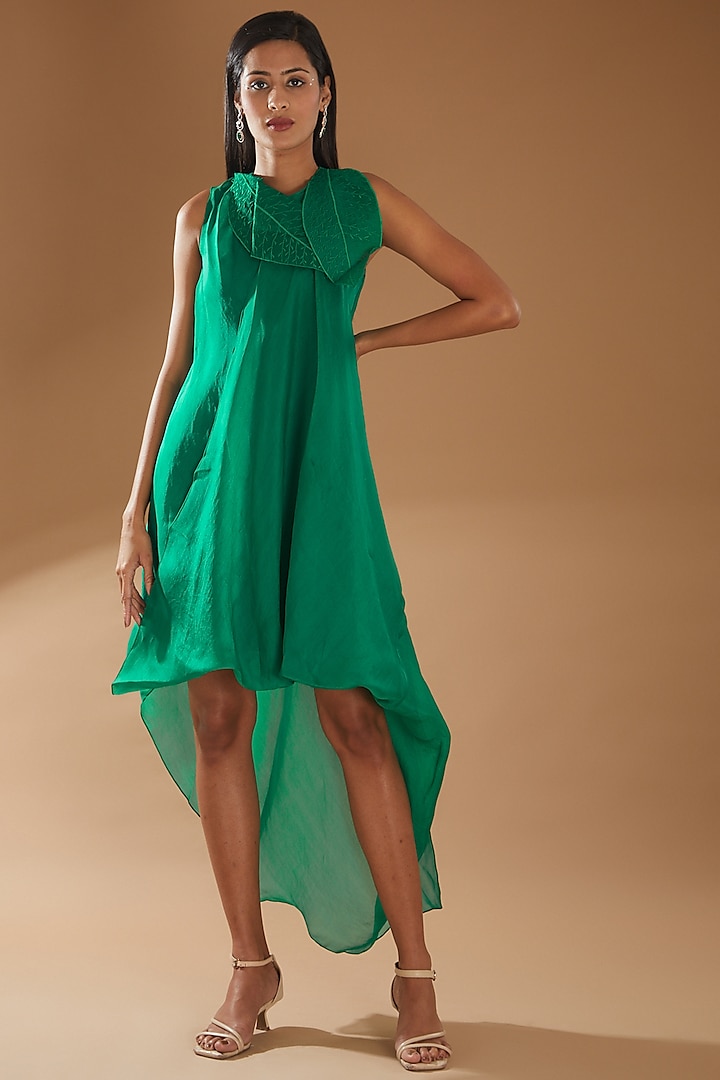 Emerald Green Organza Dress by Richa Khemka