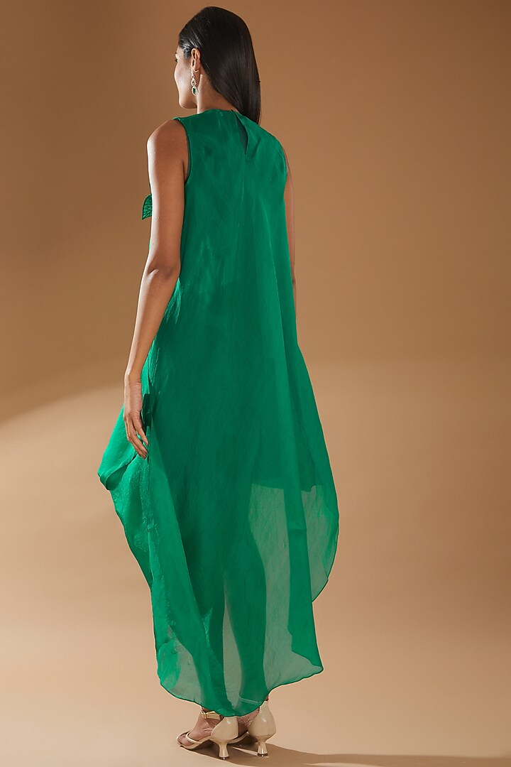 Emerald Green Organza Vacation Dress by Richa Khemka at Pernia's Pop Up Shop