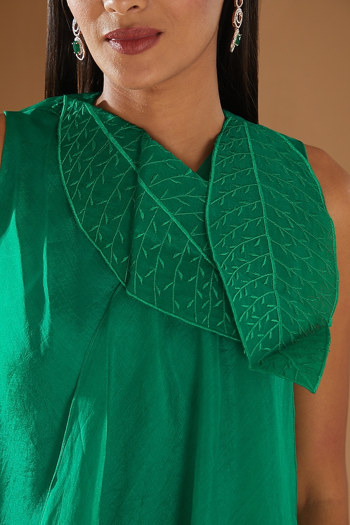 Emerald Green Organza Vacation Dress by Richa Khemka at Pernia's Pop Up Shop