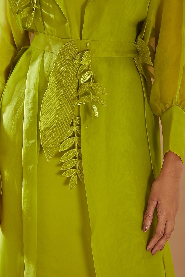 Lime Modal Satin Jacket Vacation Dress by Richa Khemka at Pernia's Pop Up Shop