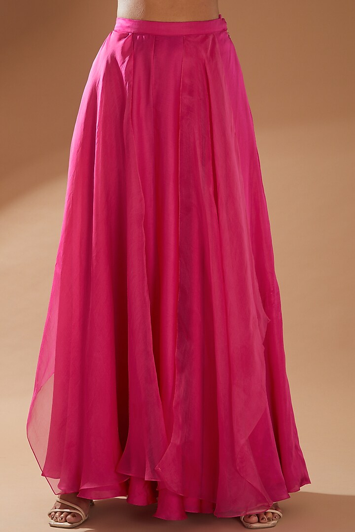 Hot Pink Modal Skirt Set by Richa Khemka at Pernia's Pop Up Shop