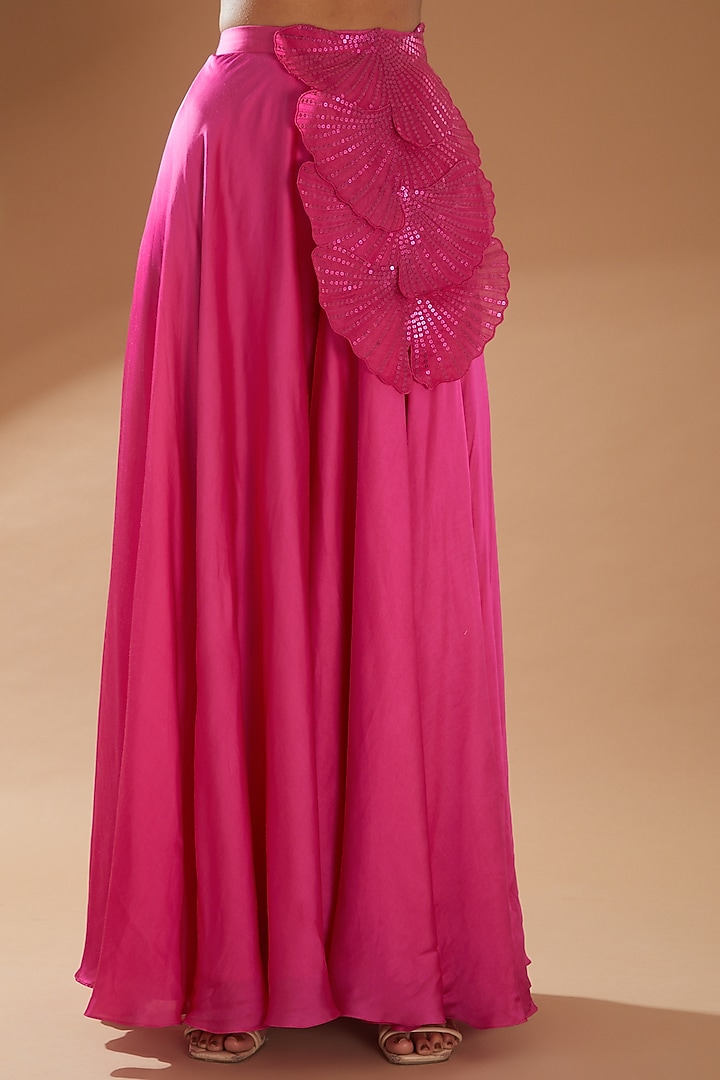 Hot Pink Bamberg Silk Wedding Sharara Set by Richa Khemka at Pernia's Pop Up Shop
