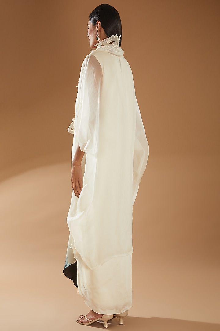 Ivory Modal Satin Kaftan Set by Richa Khemka at Pernia's Pop Up Shop