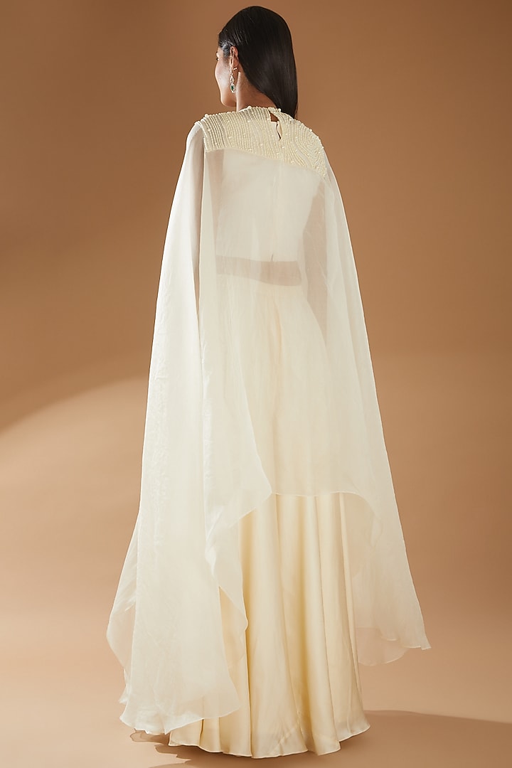 Pearl White Embroidered Wedding Lehenga Set by Richa Khemka at Pernia's Pop Up Shop