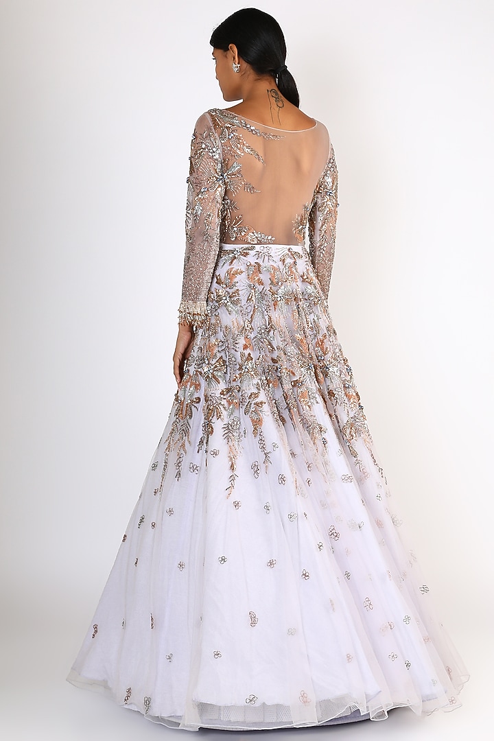 Mauve Embroidered Bridal Gown by Riddhi Majithia at Pernia's Pop Up Shop