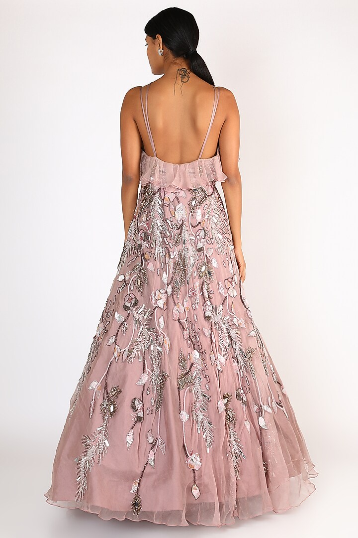 Purple Sequins Embroidered Bridal Gown by Riddhi Majithia at Pernia's Pop Up Shop