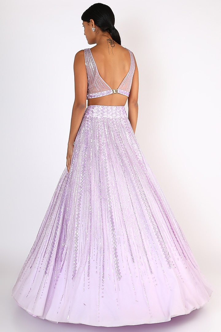 Lilac Embroidered Bridal Lehenga Set by Riddhi Majithia at Pernia's Pop Up Shop