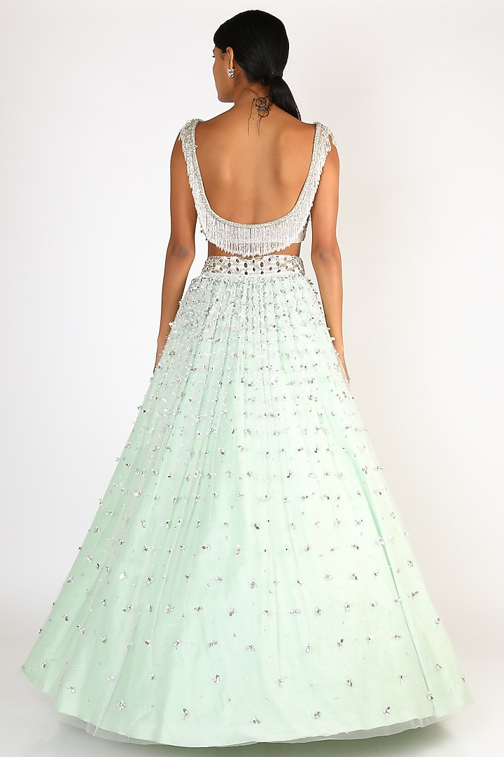 Mint Green Embroidered Bridal Lehenga Set by Riddhi Majithia at Pernia's Pop Up Shop
