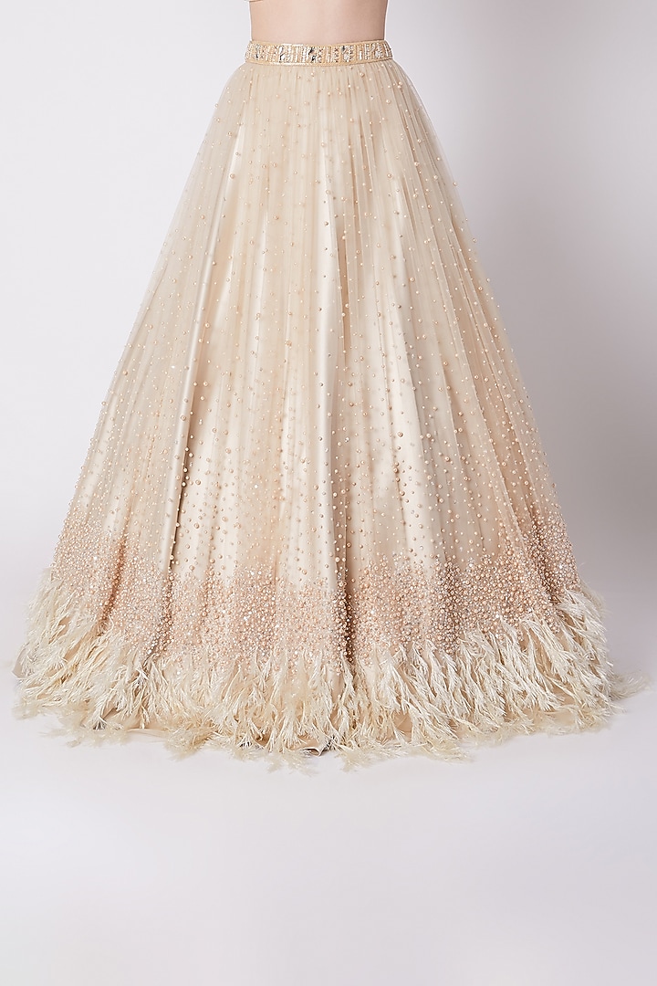 Nude Pearls Embroidered Bridal Lehenga With Blouse by Riddhi Majithia at Pernia's Pop Up Shop