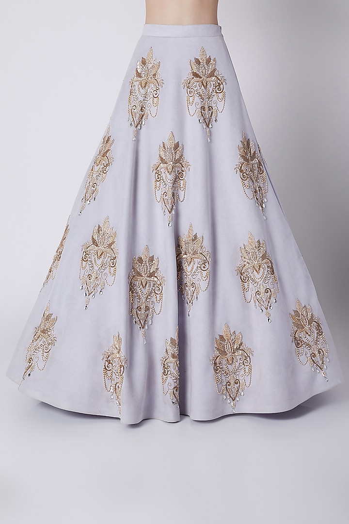 Lilac Bead Embroidered Bridal Lehenga Set by Riddhi Majithia at Pernia's Pop Up Shop