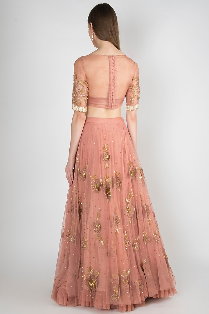 Rose Pink Embroidered Wedding Lehenga Set by RRishita & Mitali at Pernia's Pop Up Shop