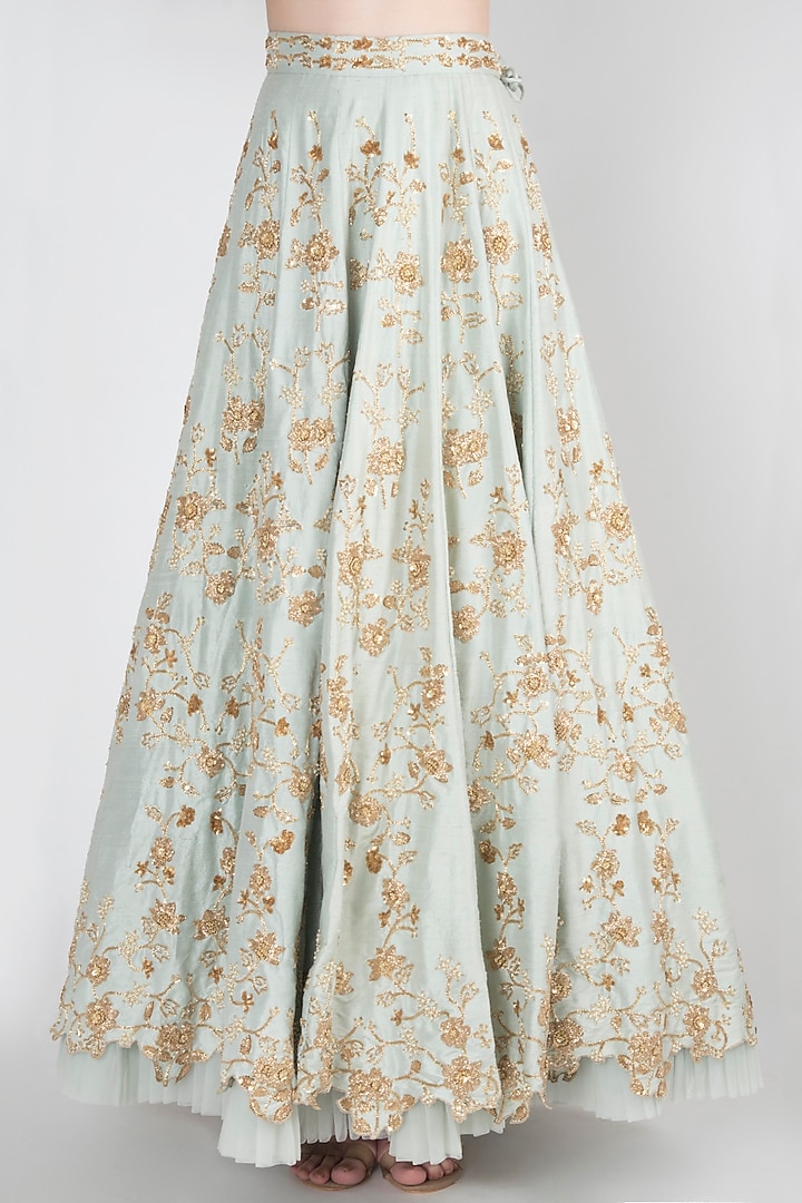 Powder Blue Embroidered Bridal Lehenga Set by RRishita & Mitali at Pernia's Pop Up Shop