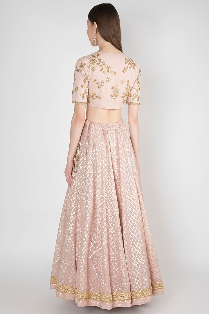 Mauve Printed & Embroidered Wedding Lehenga Set by RRishita & Mitali at Pernia's Pop Up Shop