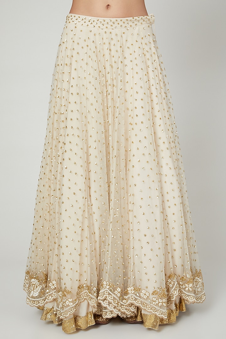 Ivory Sequins Embroidered Bridal Lehenga Set by RRishita & Mitali at Pernia's Pop Up Shop