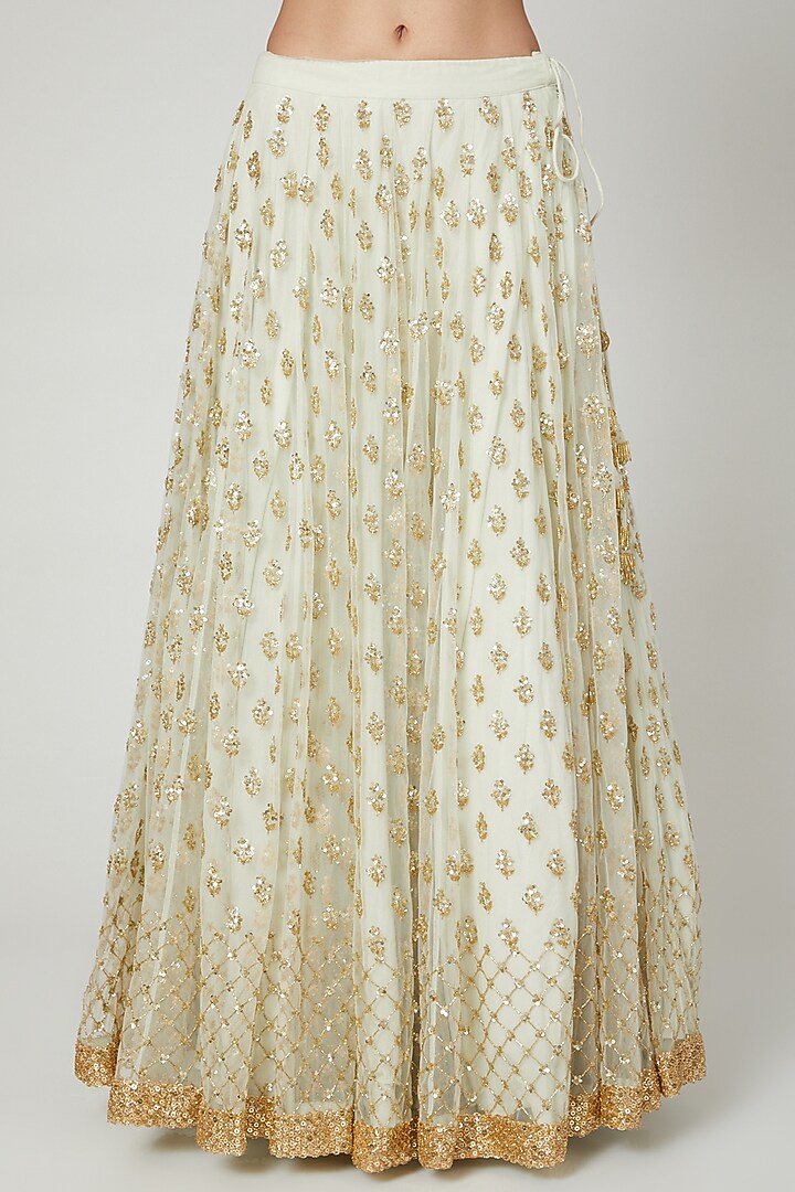 Mint Green Embroidered Bridal Lehenga Set by RRishita & Mitali at Pernia's Pop Up Shop