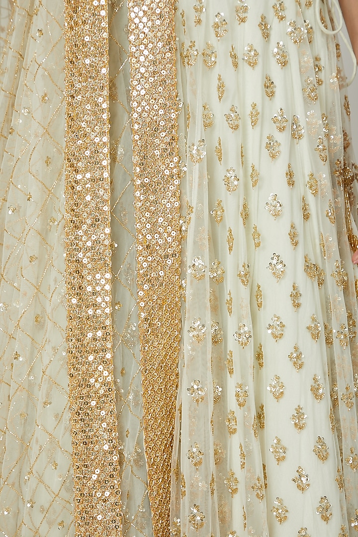 Mint Green Embroidered Bridal Lehenga Set by RRishita & Mitali at Pernia's Pop Up Shop