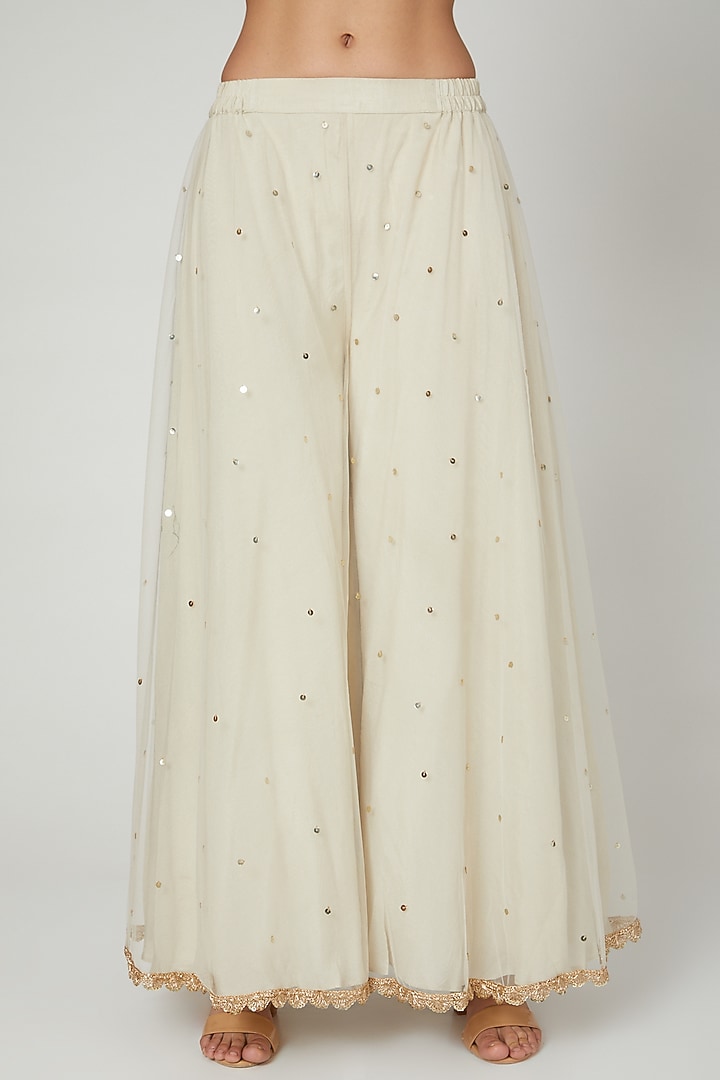 Ivory Embroidered Wedding Sharara Set by RRishita & Mitali at Pernia's Pop Up Shop