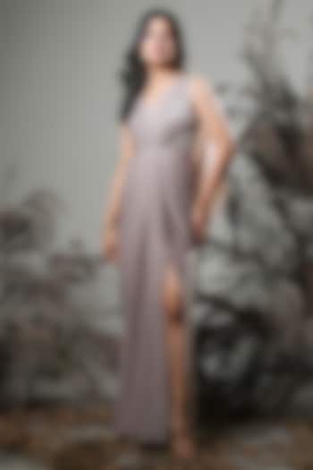 Beige Lycra Cowl Draped Summer Dress by Rirasa at Pernia's Pop Up Shop