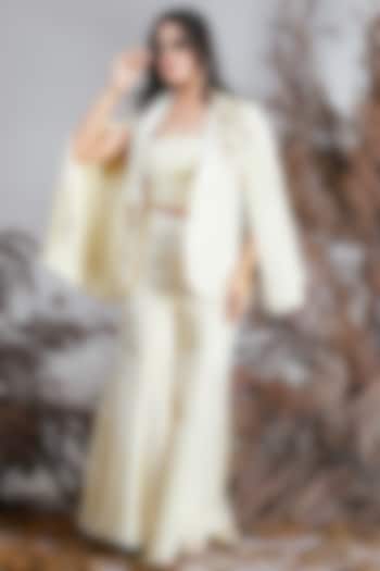 Ivory Tissue High-Waist Flared Pant Set by Rirasa at Pernia's Pop Up Shop
